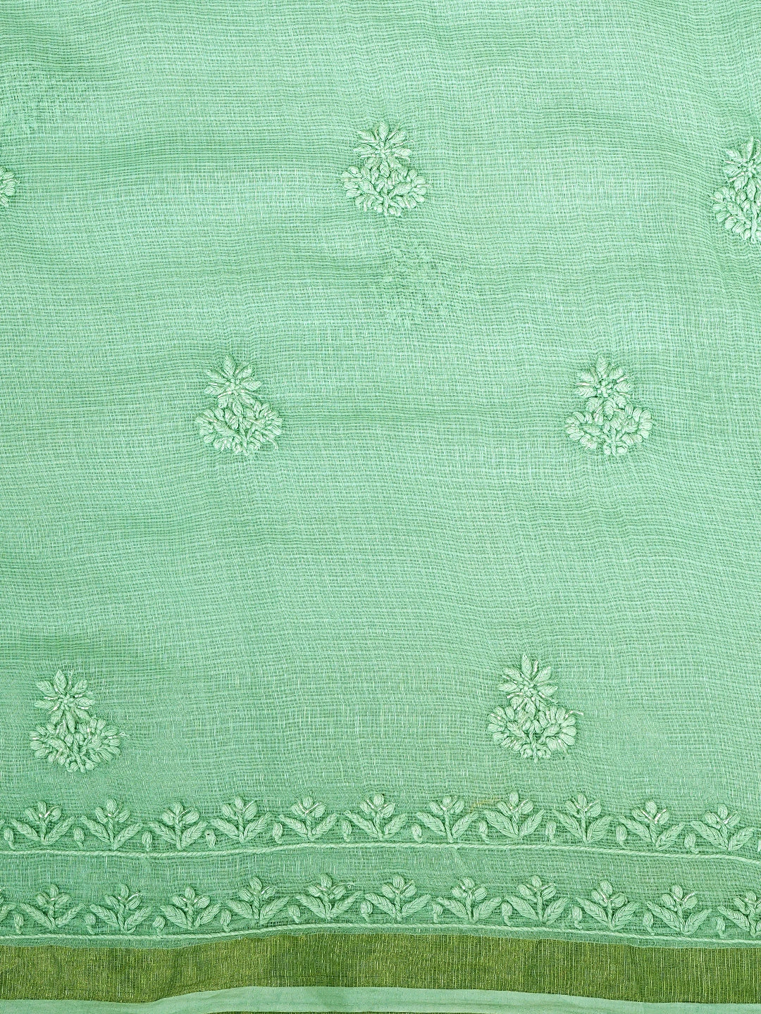 Ada Hand Embroidered Sea Green Kota Lucknowi Chikankari Unstitched Kurta Dupatta Set With Cutdana Work 01A768689