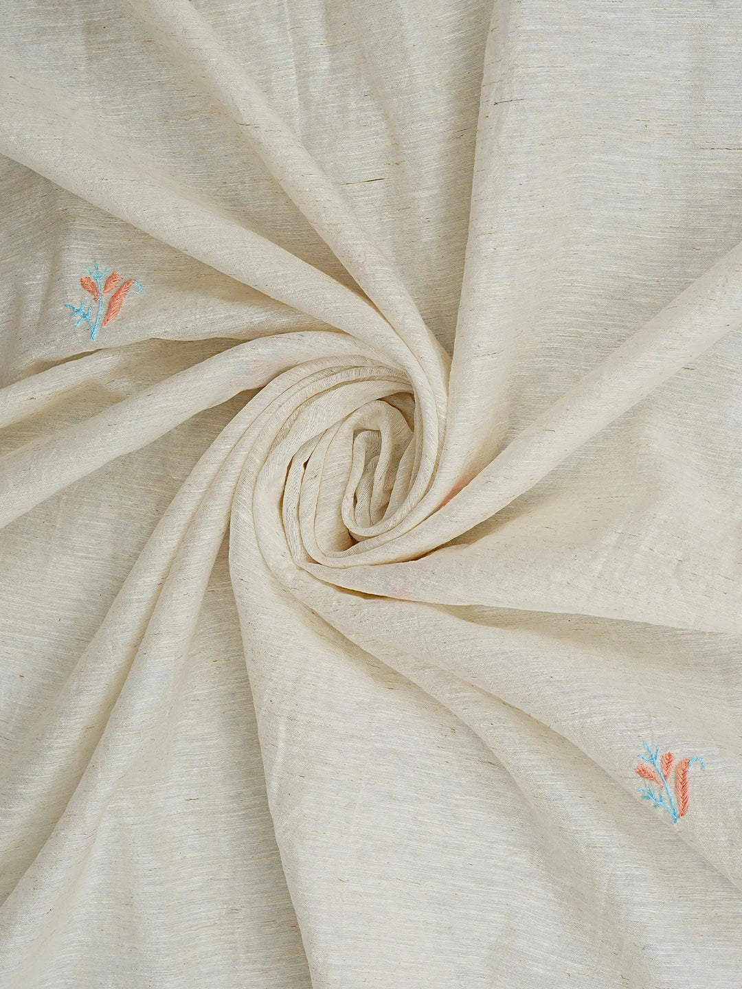 Ada Hand Embroidered Ivory White Khadi Chanderi Lucknowi Chikankari Semi-Stitched Kurta Dupatta Set 01A896607