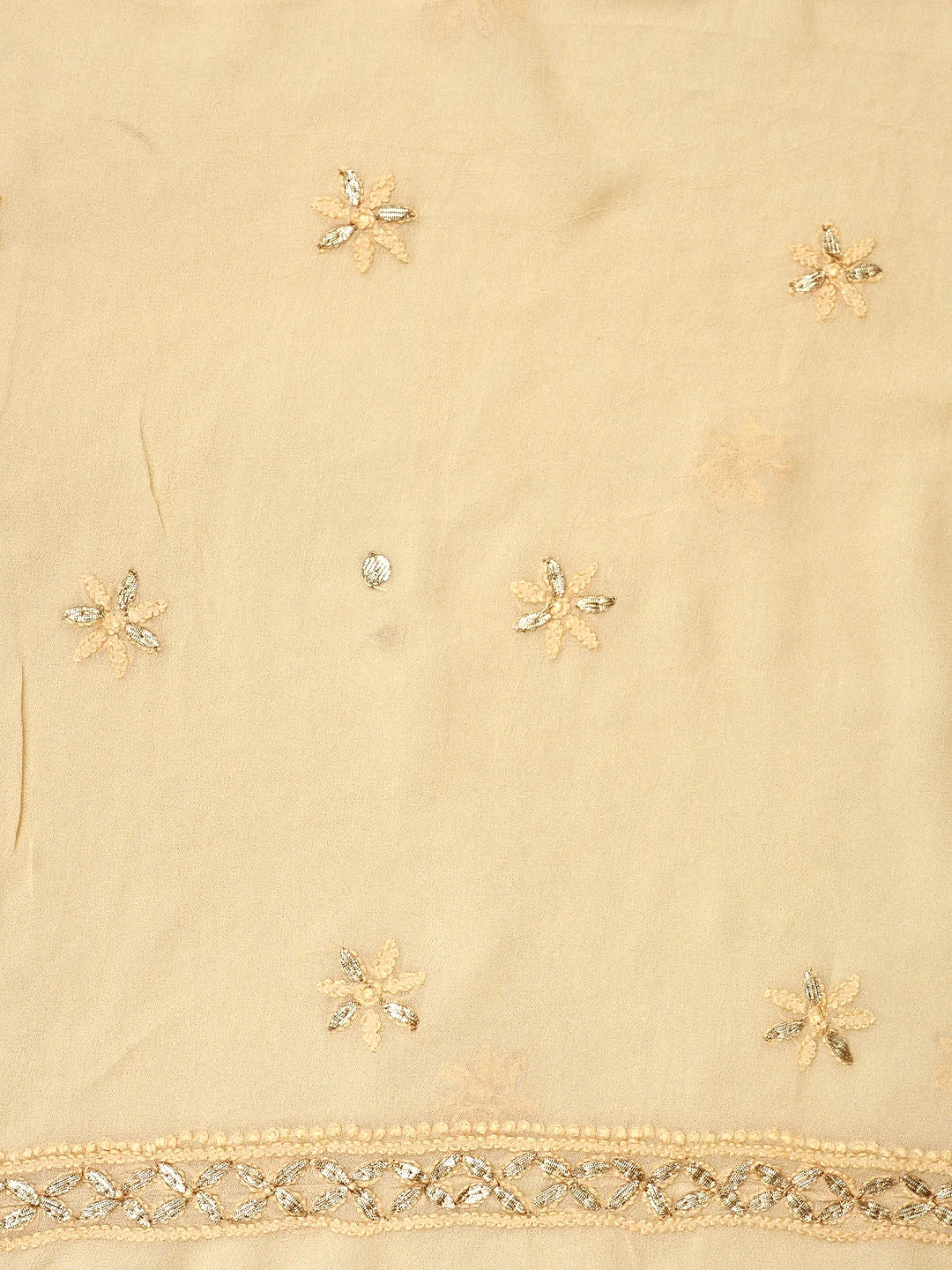 Ada Hand Embroidered Light Peach Viscose Groegette lucknowi Chikankari Unstitched Kurta Dupatta Set With Gota Patti Work 01A778501
