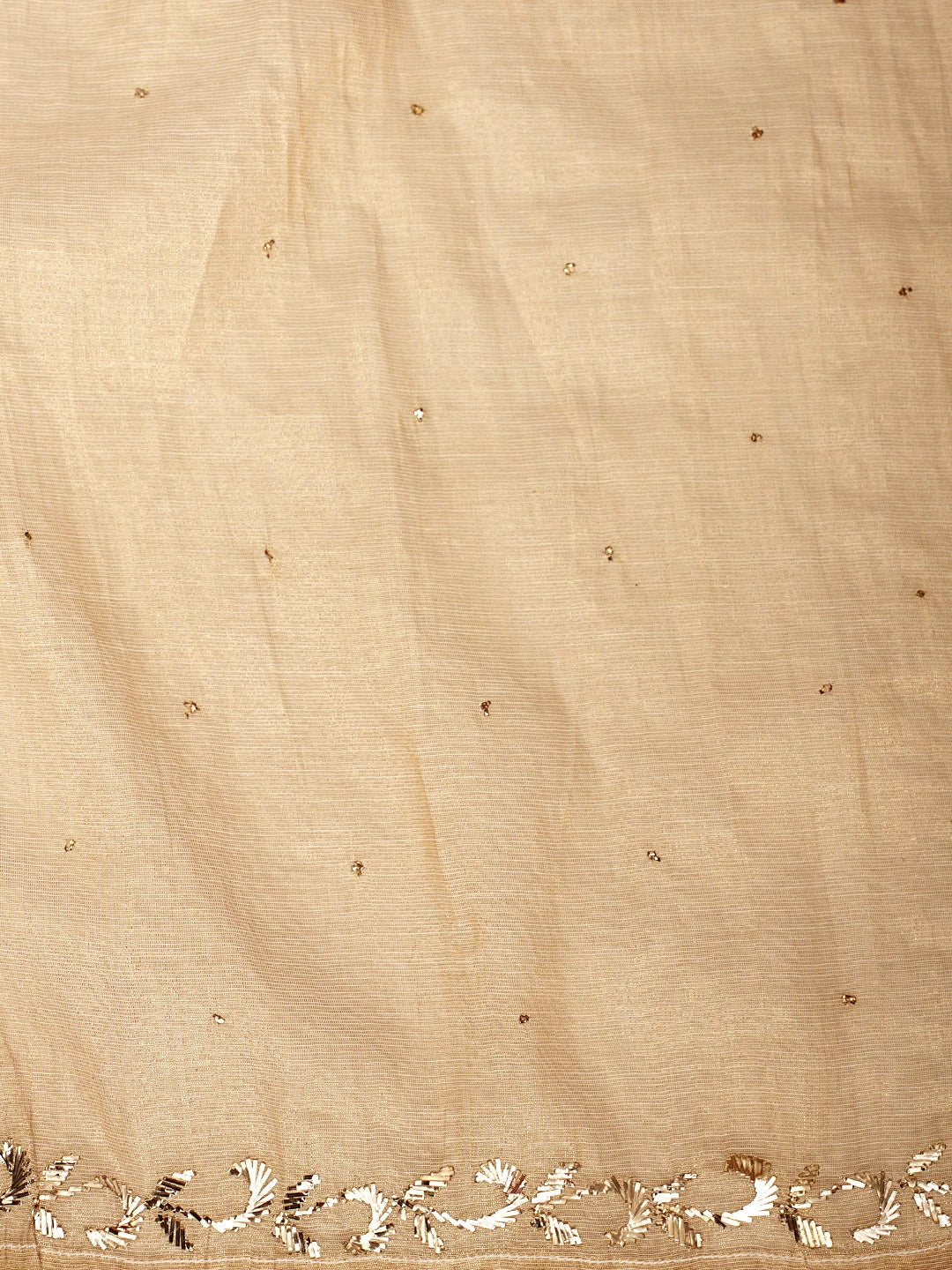 Ada Hand Embroidered Fawn Tissue Semi-Stitched A-Line Kurta Dupatta Set With Muqaish/Mukaish Work 01A961993
