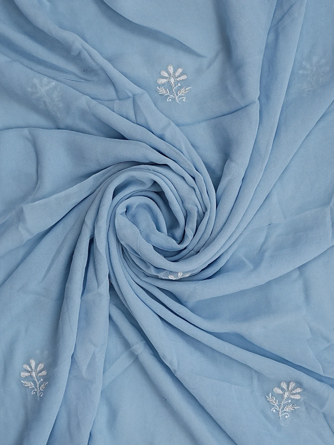 Ada Hand Embroidered Baby Blue Viscose Georgette Lucknowi Chikankari Unstitched Kurta Dupatta Set With Cutdana Work 01A865535