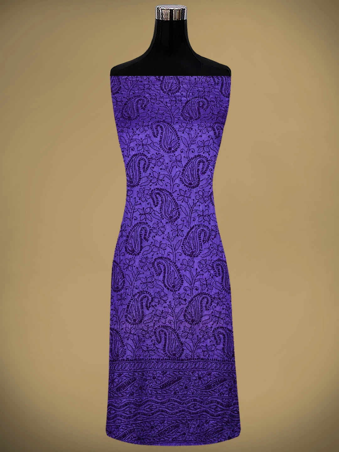 Ada Hand Embroidered Dark Indigo Tusser Silk Lucknowi Chikankari Unstitched Suit Piece 01A763487