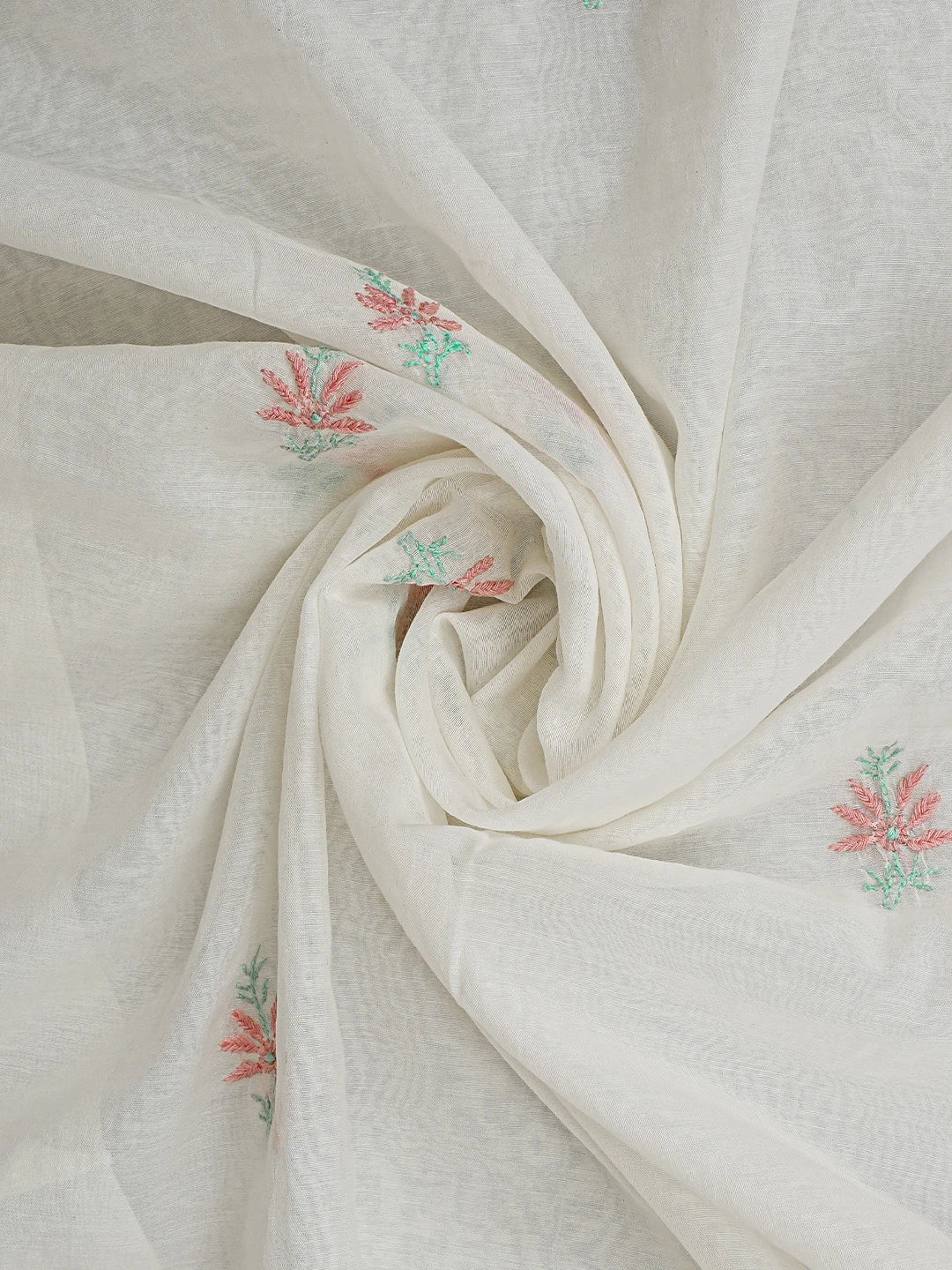 Ada Hand Embroidered Floral Whte Chanderi Lucknowi Chikankari Semi-Stitched Kurta Dupatta Set 01A943653
