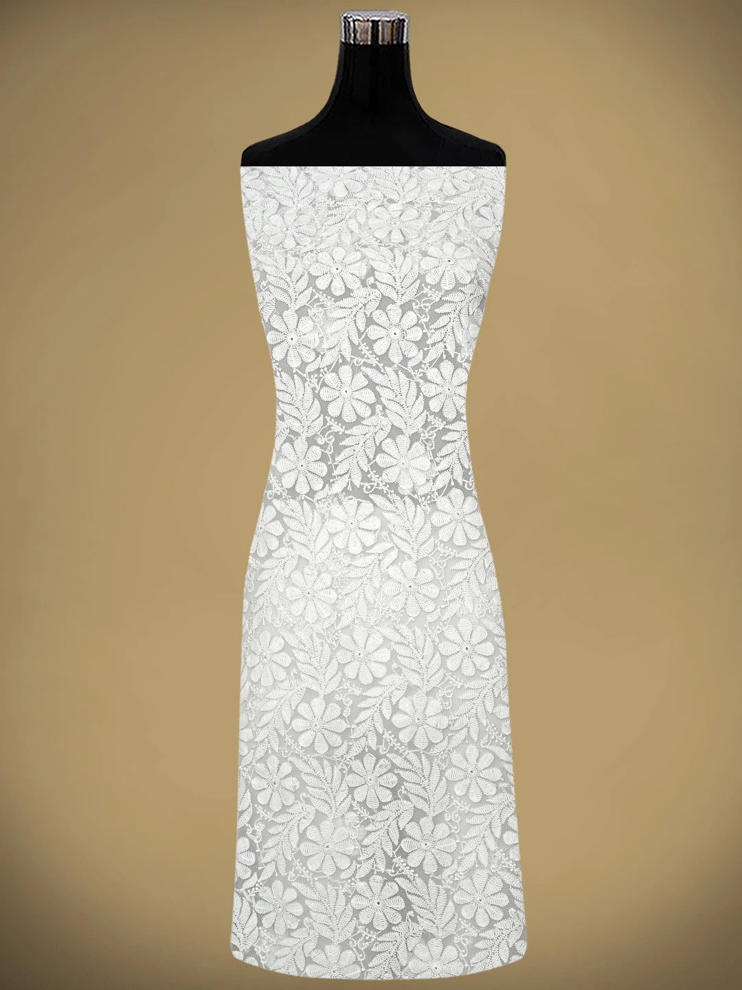 Ada Hand Embroidered White Faux Georgette Lucknowi Chikankari Unstitched Suit Piece 01A509151