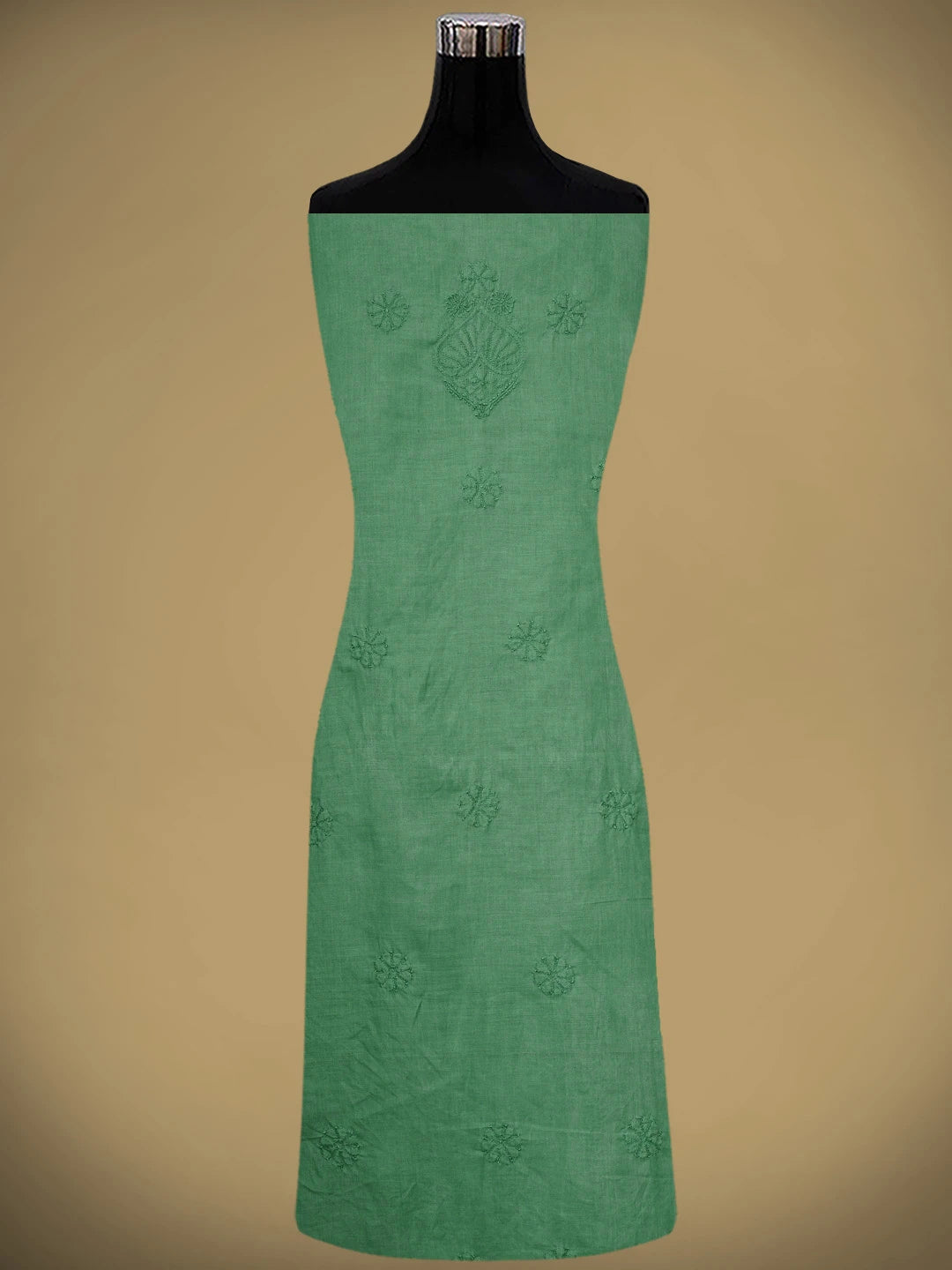 Ada Hand Embroidered Teal Green Cotton Lucknowi Chikankari Unstitched Suit Piece 01A771693