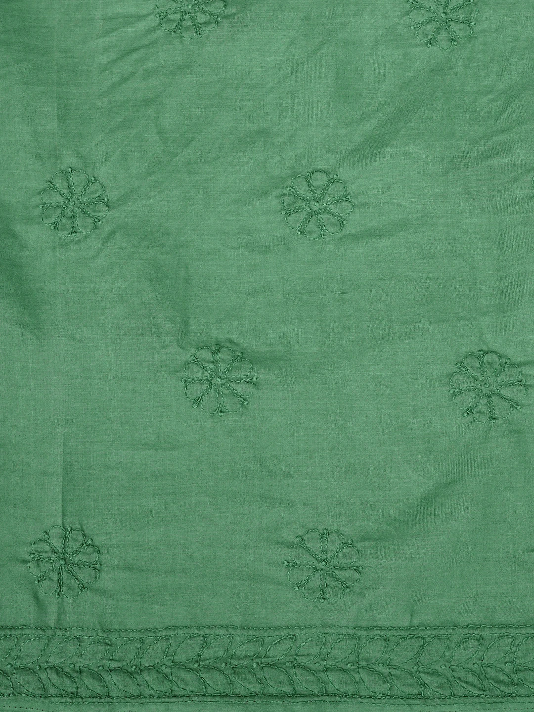 Ada Hand Embroidered Teal Green Cotton Lucknowi Chikankari Unstitched Suit Piece 01A771693