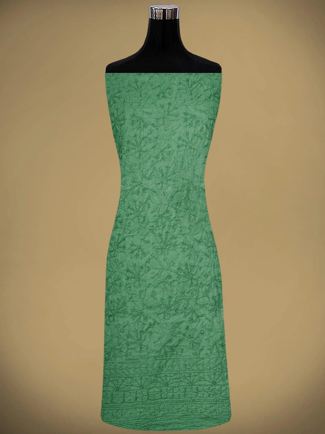 Ada Hand Embroidered Teal Green Cotton Lucknowi Chikankari Unstitched Suit Piece 01A771693
