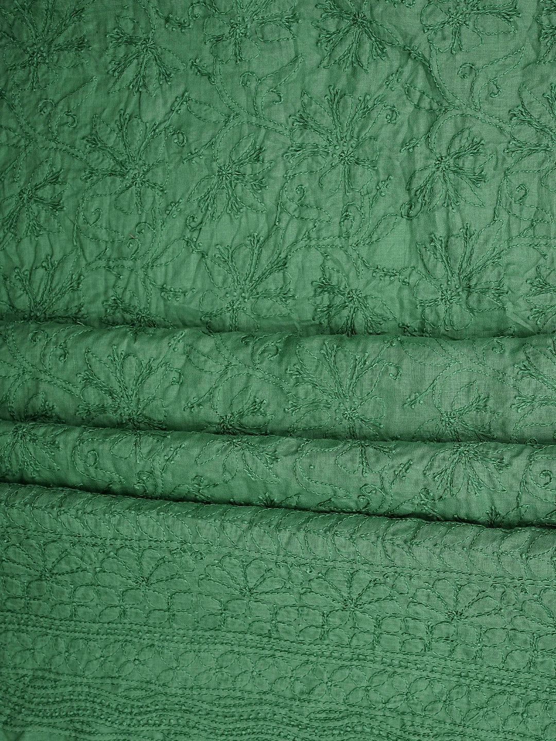 Ada Hand Embroidered Teal Green Cotton Lucknowi Chikankari Unstitched Suit Piece 01A771693