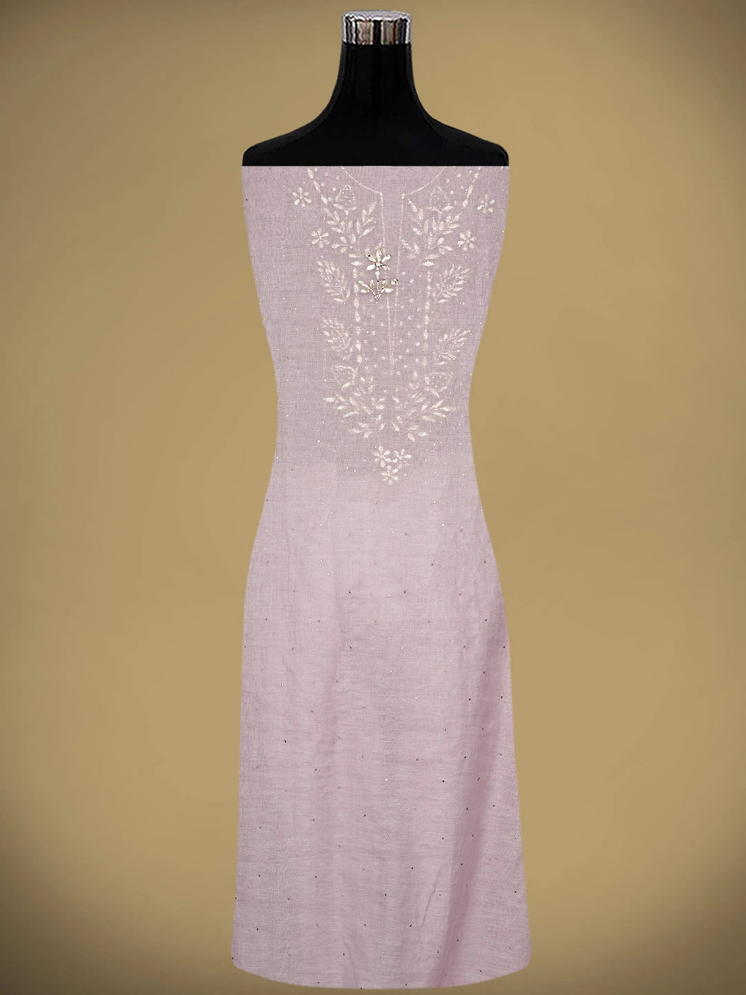 Ada Hand Embroidered Lavender Chanderi Unstitched Kurta Dupatta Set With Mukaish Work 01A911290