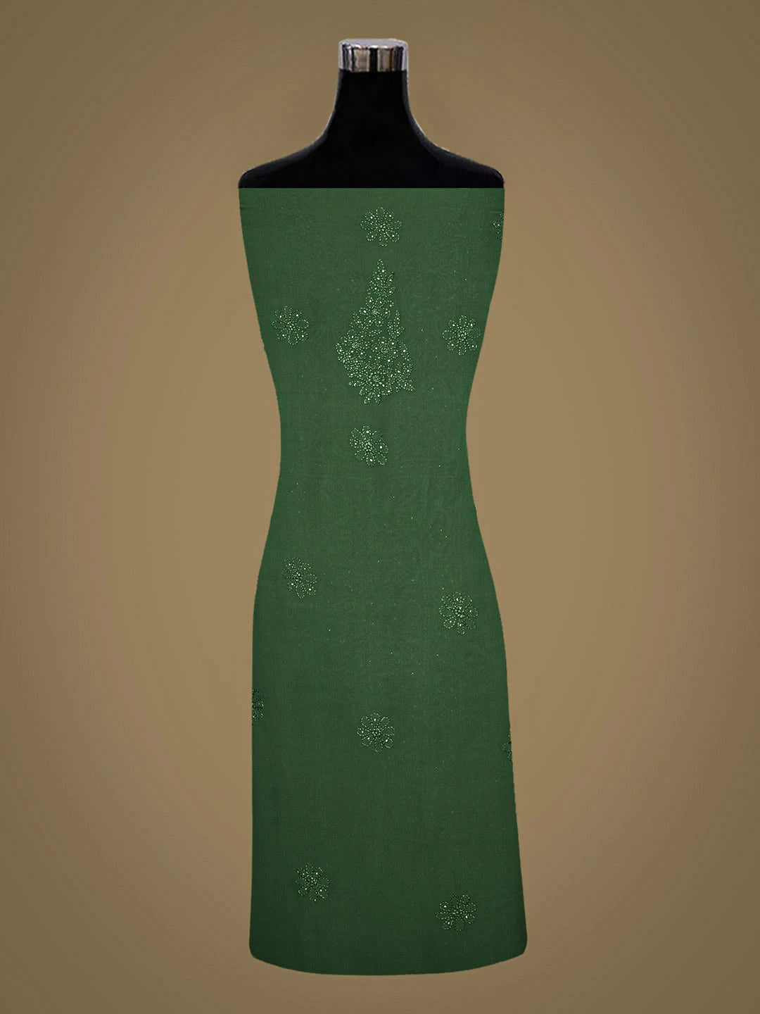 Ada Hand Embroidered Green Viscose Georgette Lucknowi Chikankari Unstitched Kurta Dupatta Set With Muqaish/Mukaish Work 01A685056
