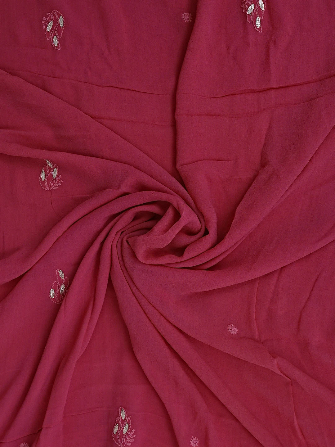 Ada Hand Embroidered Magenta Viscose Georgette Lucknowi Chikankari Unstitched Kurta Dupatta Set With Zari Work 01A893416
