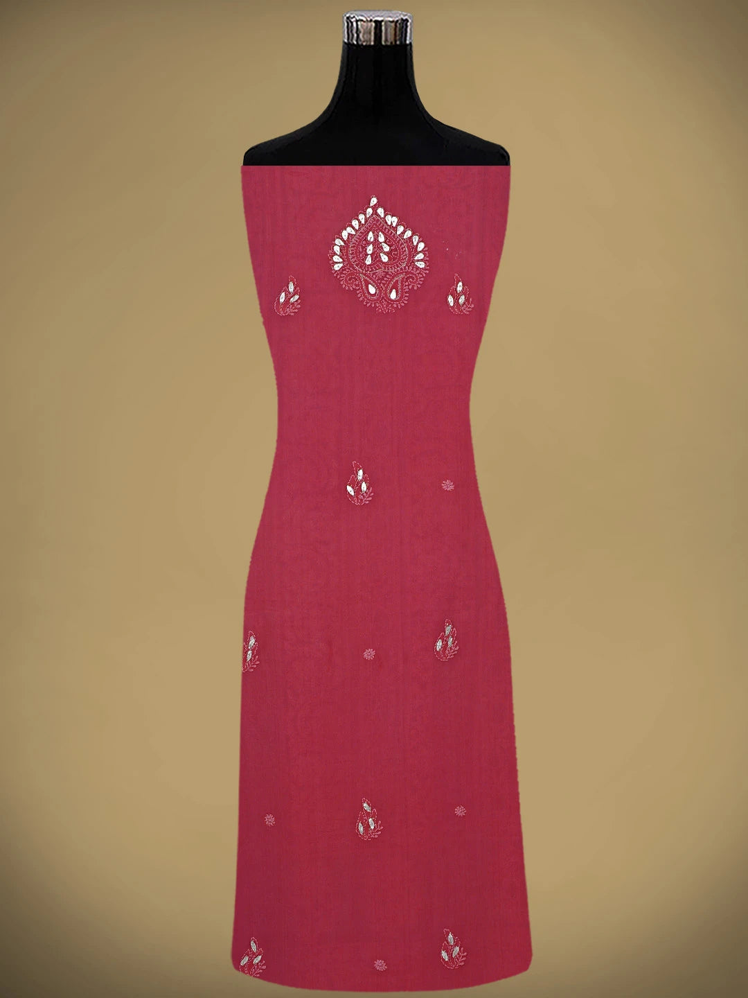 Ada Hand Embroidered Magenta Viscose Georgette Lucknowi Chikankari Unstitched Kurta Dupatta Set With Zari Work 01A893416