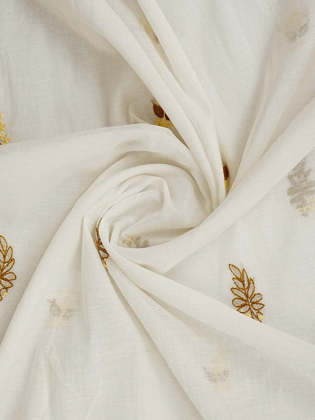Ada Hand Embroidered White Chanderi Lucknowi Chikankari Unstitched Kurta Dupatta Set 01A787536
