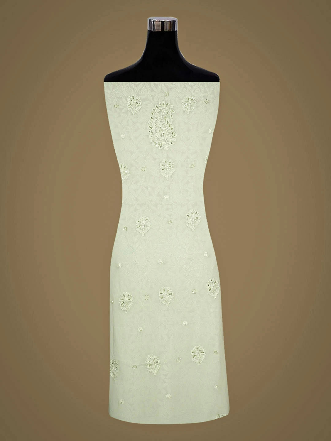Ada Hand Embroidered Celadon Green Viscose Georgette Lucknowi Chikankari Unstitched Kurta Dupatta Set With Sequinned Work 01A307753