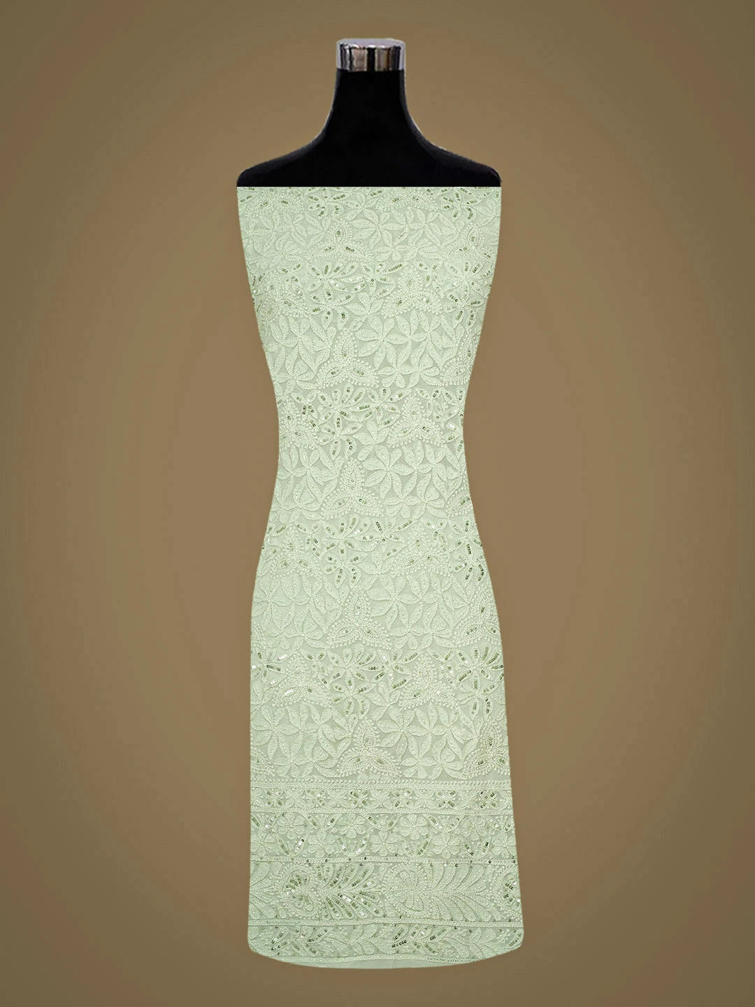 Ada Hand Embroidered Celadon Green Viscose Georgette Lucknowi Chikankari Unstitched Kurta Dupatta Set With Sequinned Work 01A307753