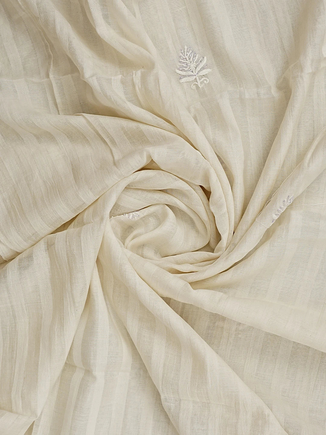 Ada Hand Embroidered White Chanderi Lucknowi Chikankari Unstitched Kurta Dupatta Set With Cutdana Work 01A897596