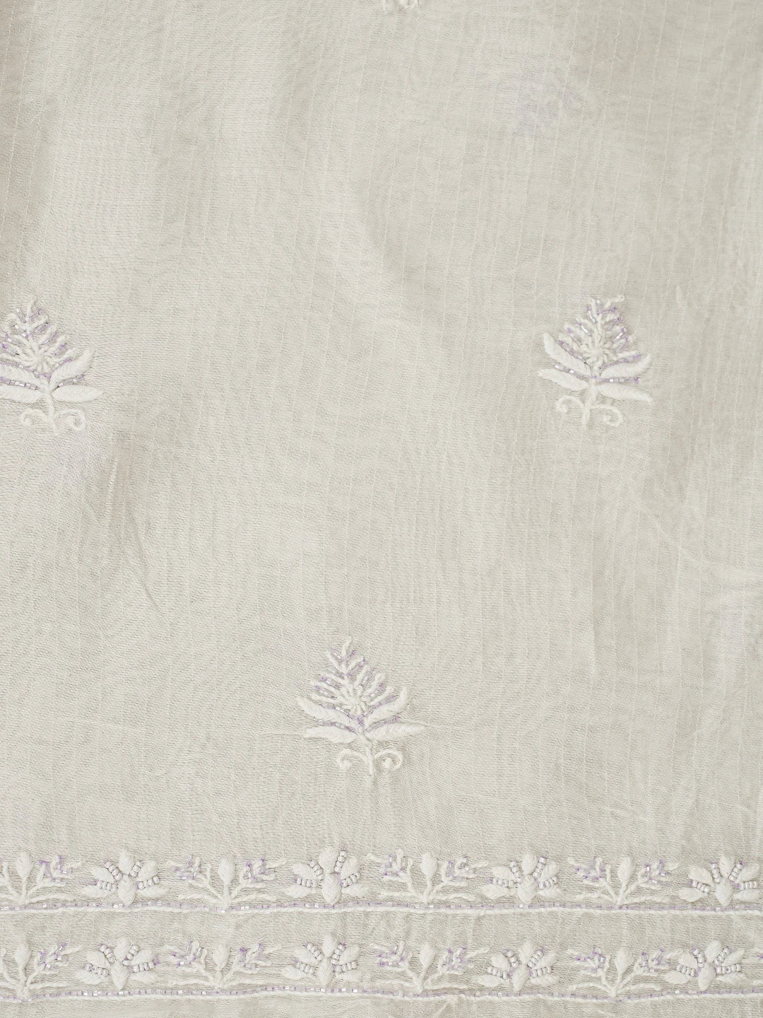 Ada Hand Embroidered White Chanderi Lucknowi Chikankari Unstitched Kurta Dupatta Set With Cutdana Work 01A897596
