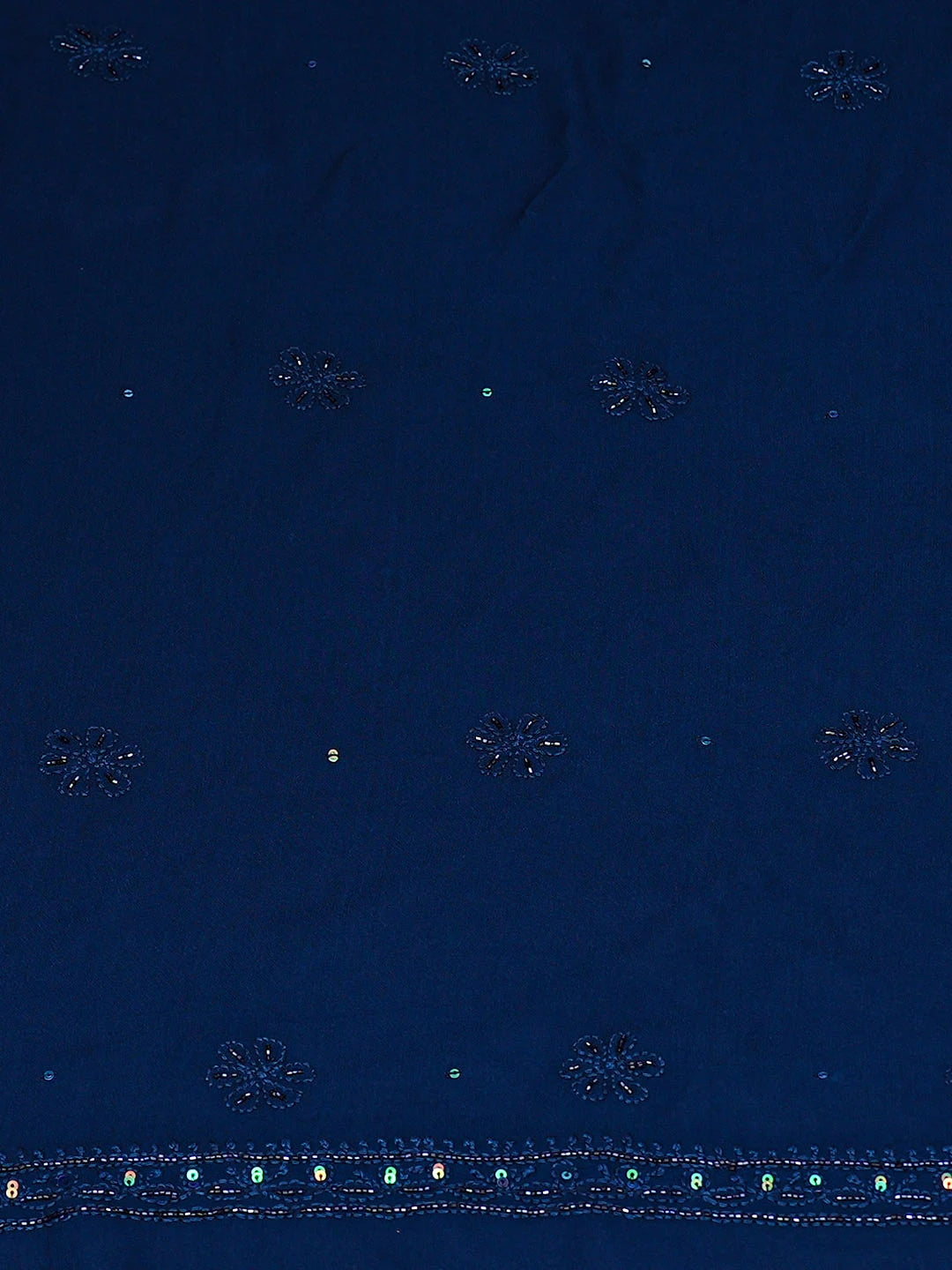 Ada Hand Embroidered Royal Blue Viscose Georgette Lucknowi Chikankari Unstitched Kurta Dupatta Set With Cutdana Work 01A884332
