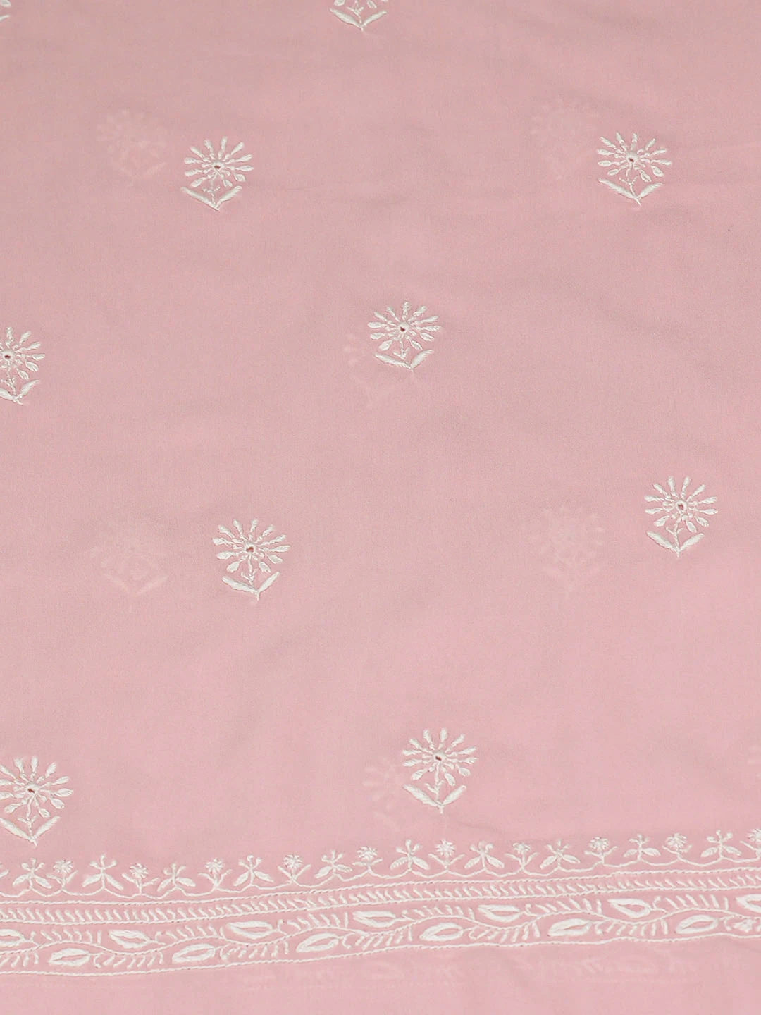 Ada Hand Embroidered Pastel Peach Viscose Georgette Lucknowi Chikankari Unstitched Kurta Dupatta Set 01A961960