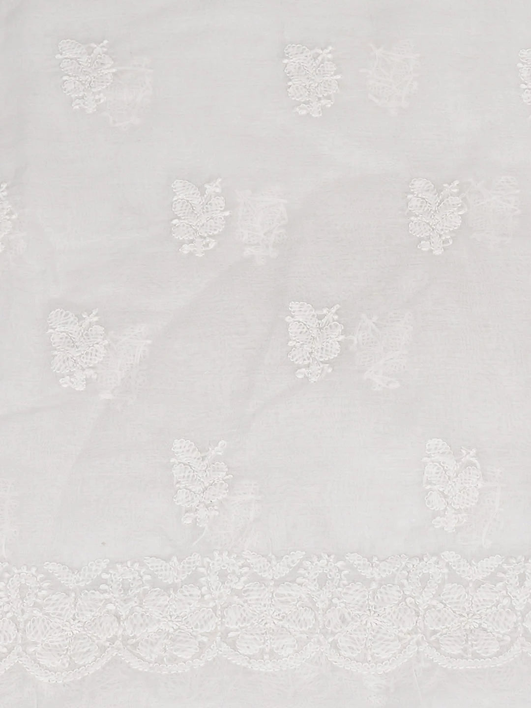 Ada Hand Embroidered White Cotton lucknowi Chikankari Unstitched Kurta 01A898545