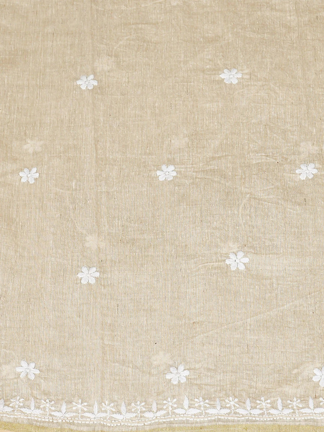 Ada Hand Embroidered Fawn Khadi Chanderi Lucknowi Chikankari Unstitched Kurta Dupatta Set 01A888680