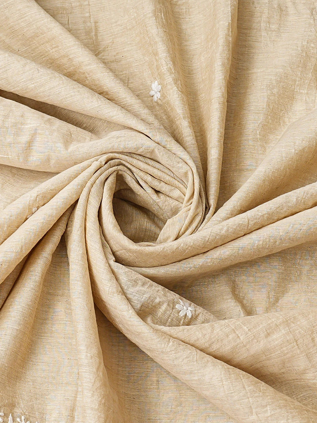 Ada Hand Embroidered Fawn Khadi Chanderi Lucknowi Chikankari Unstitched Kurta Dupatta Set 01A888680
