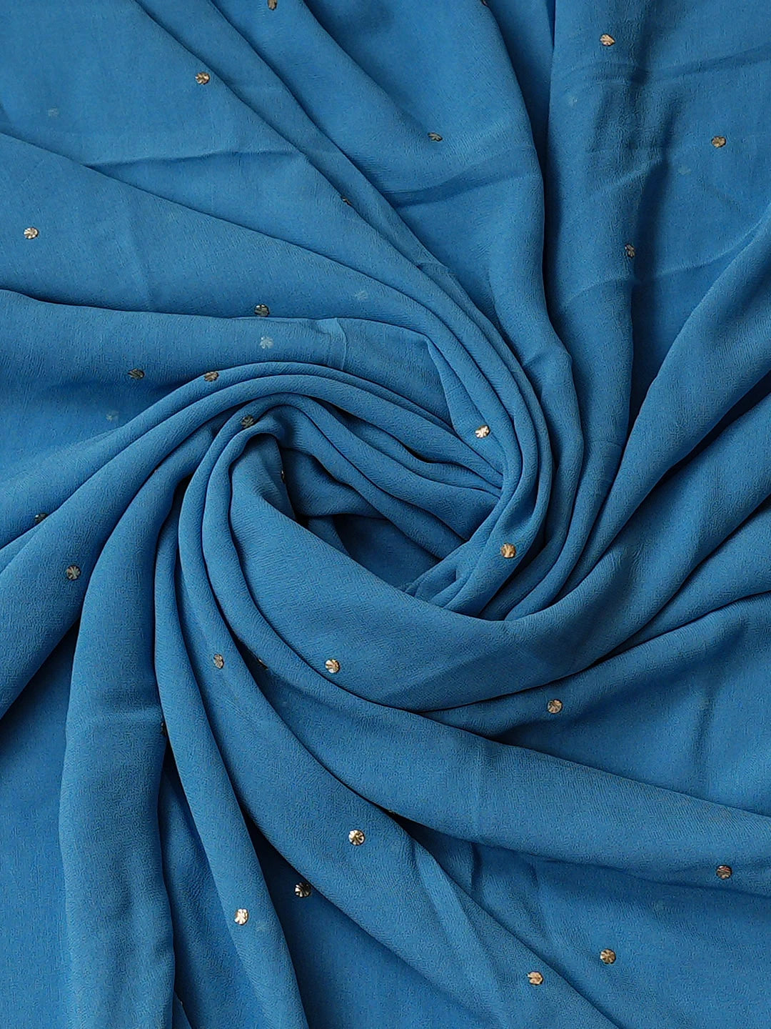 Ada Hand Embroidered Blue Bell Viscose Georgette Lucknowi Chikankari Unstitched Kurta Dupatta Set With Muqaish Work 01A923205