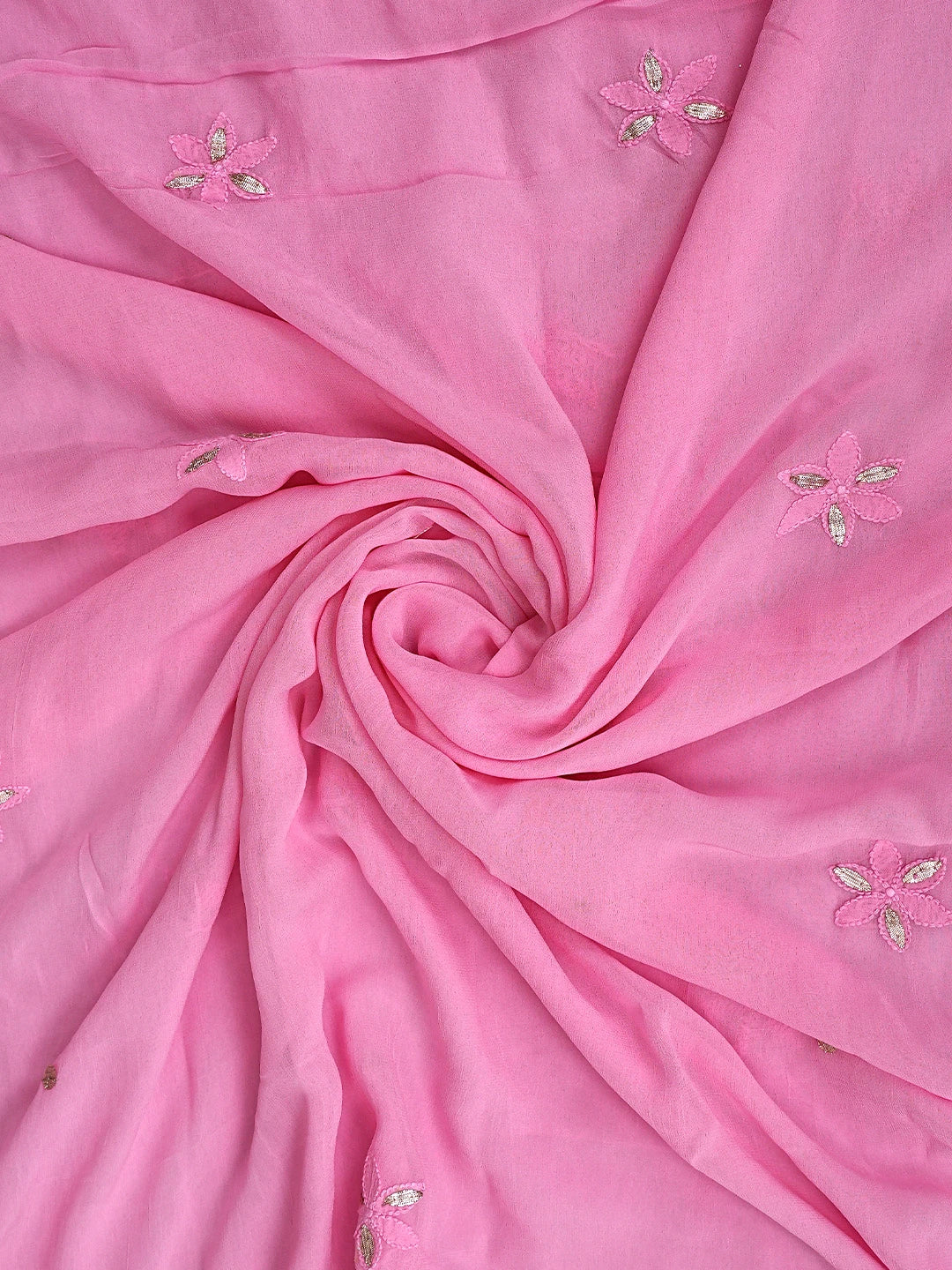 Ada Hand Embroidered Pink Viscose Groegette lucknowi Chikankari Unstitched Kurta Dupatta Set With Gota Patti 01A934092