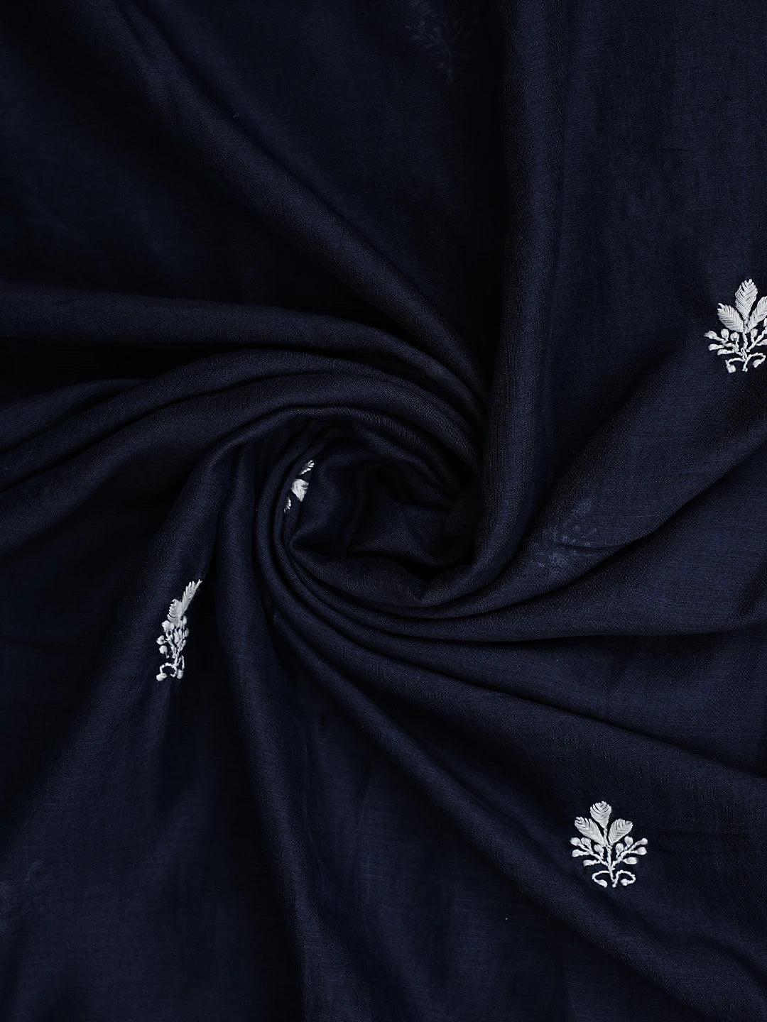 Ada Hand Embroidered Navy Blue Chanderi Lucknowi Chikankari Unstitched Kurta Dupatta Set 01A936885
