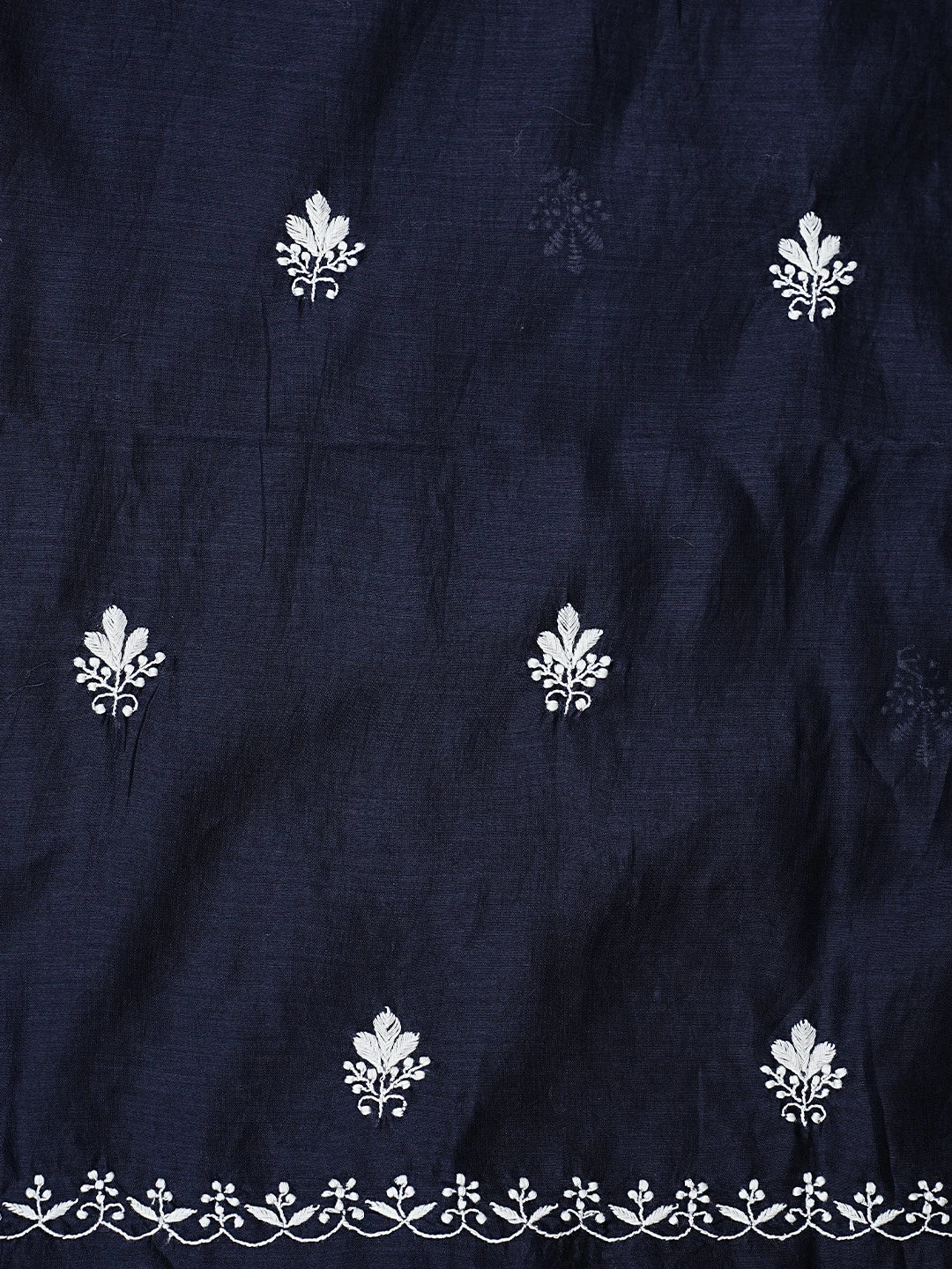 Ada Hand Embroidered Navy Blue Chanderi Lucknowi Chikankari Unstitched Kurta Dupatta Set 01A936885