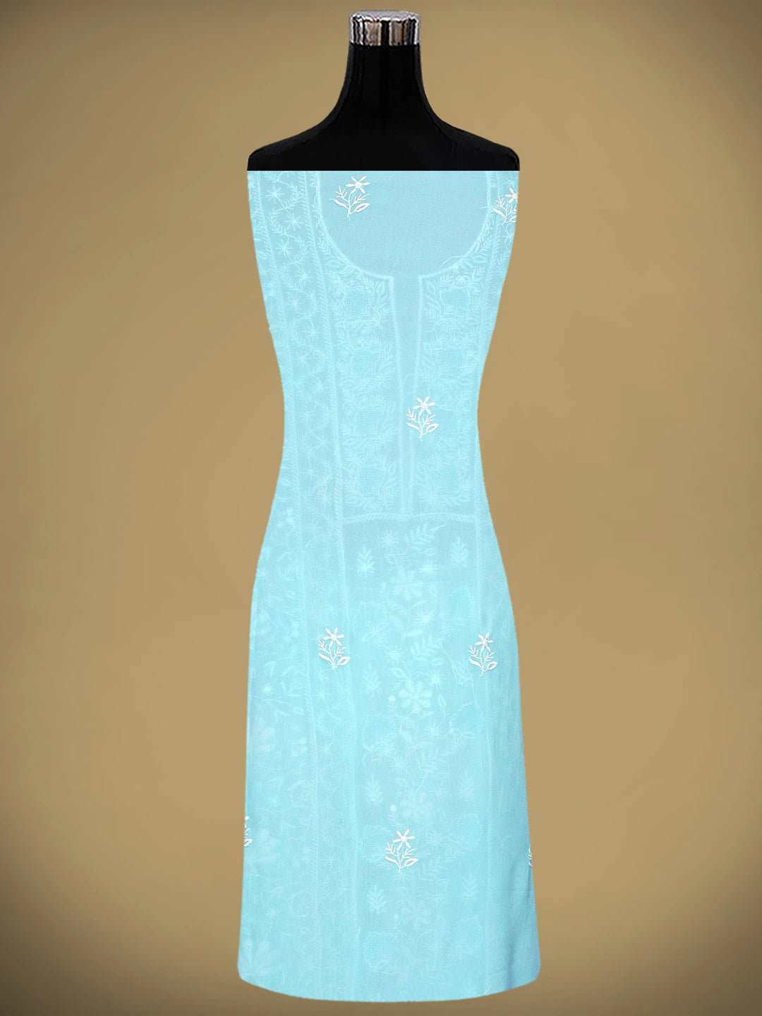 Ada Hand Embroidered Blue Viscose Georgette Lucknowi Chikankari Unstitched Kurta Dupatta Set 01A923441