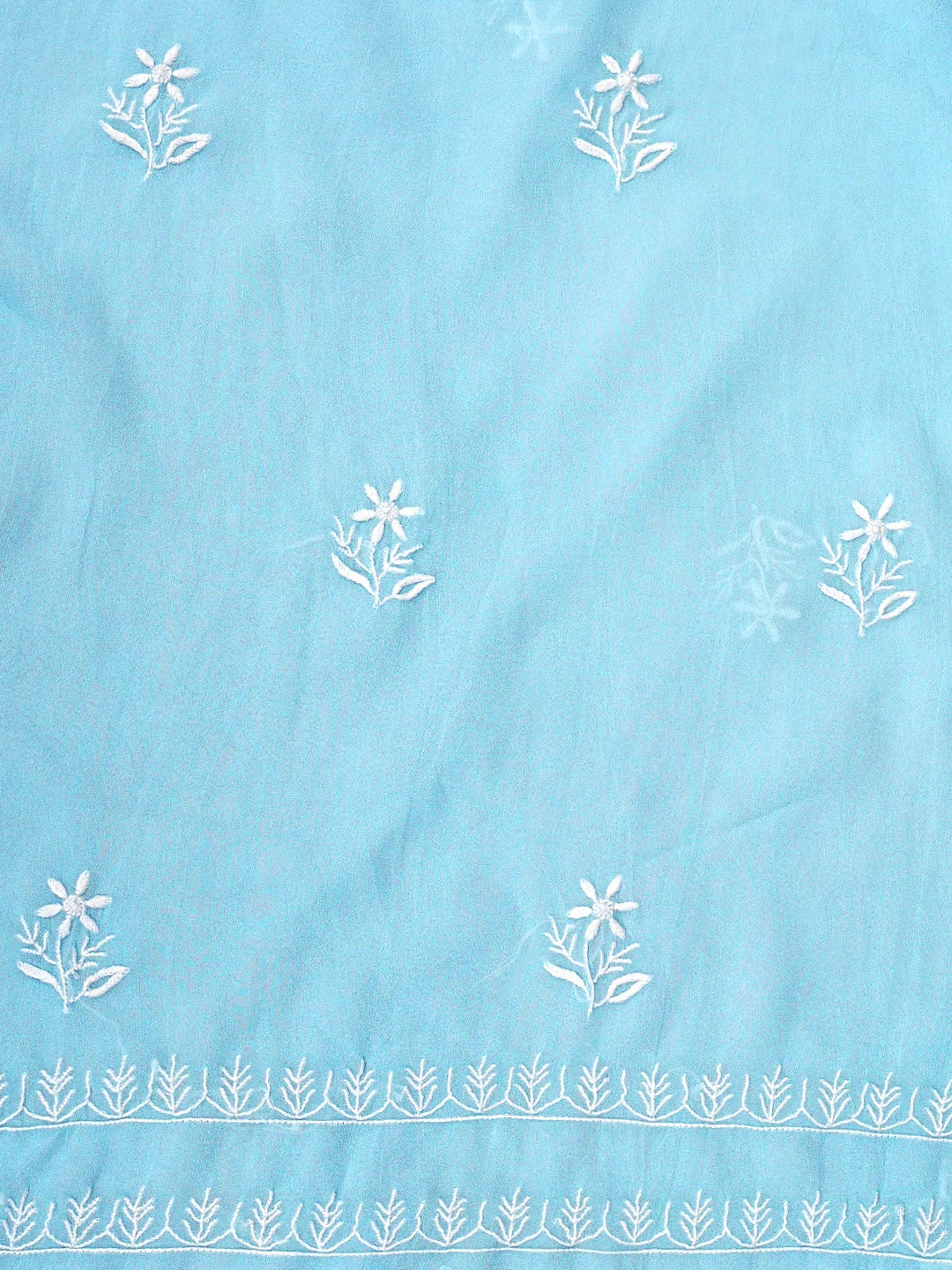 Ada Hand Embroidered Blue Viscose Georgette Lucknowi Chikankari Unstitched Kurta Dupatta Set 01A923441