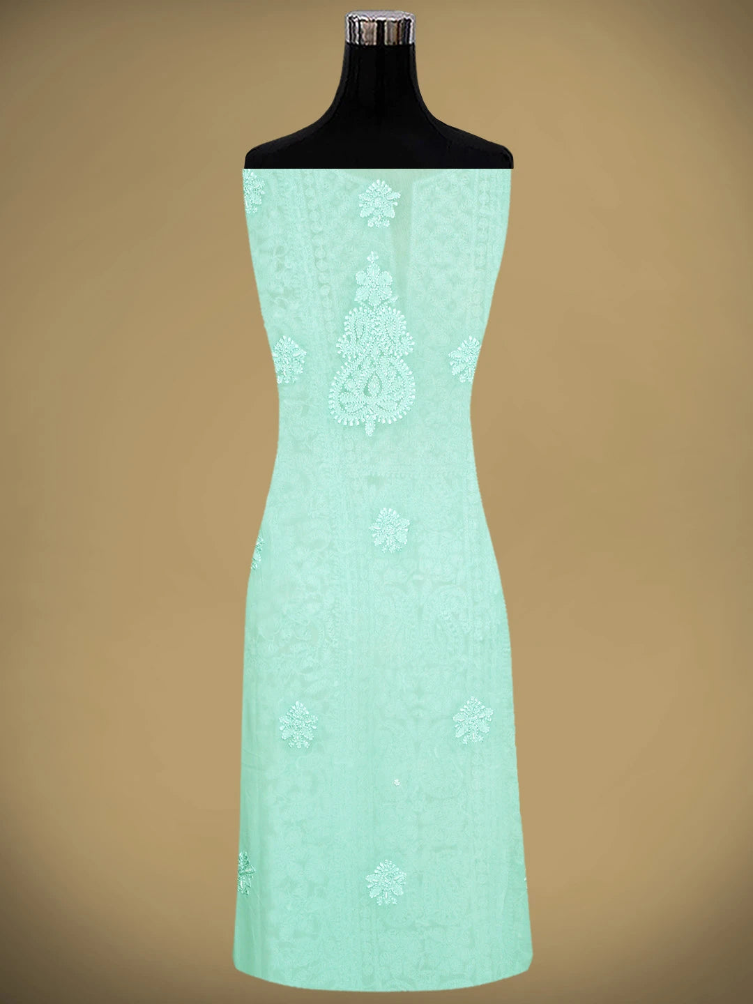 Ada Hand Embroidered Celadon Green Viscose Georgette Lucknowi Chikankari Unstitched Kurta Dupatta Set With Cutdana Work 01A933573