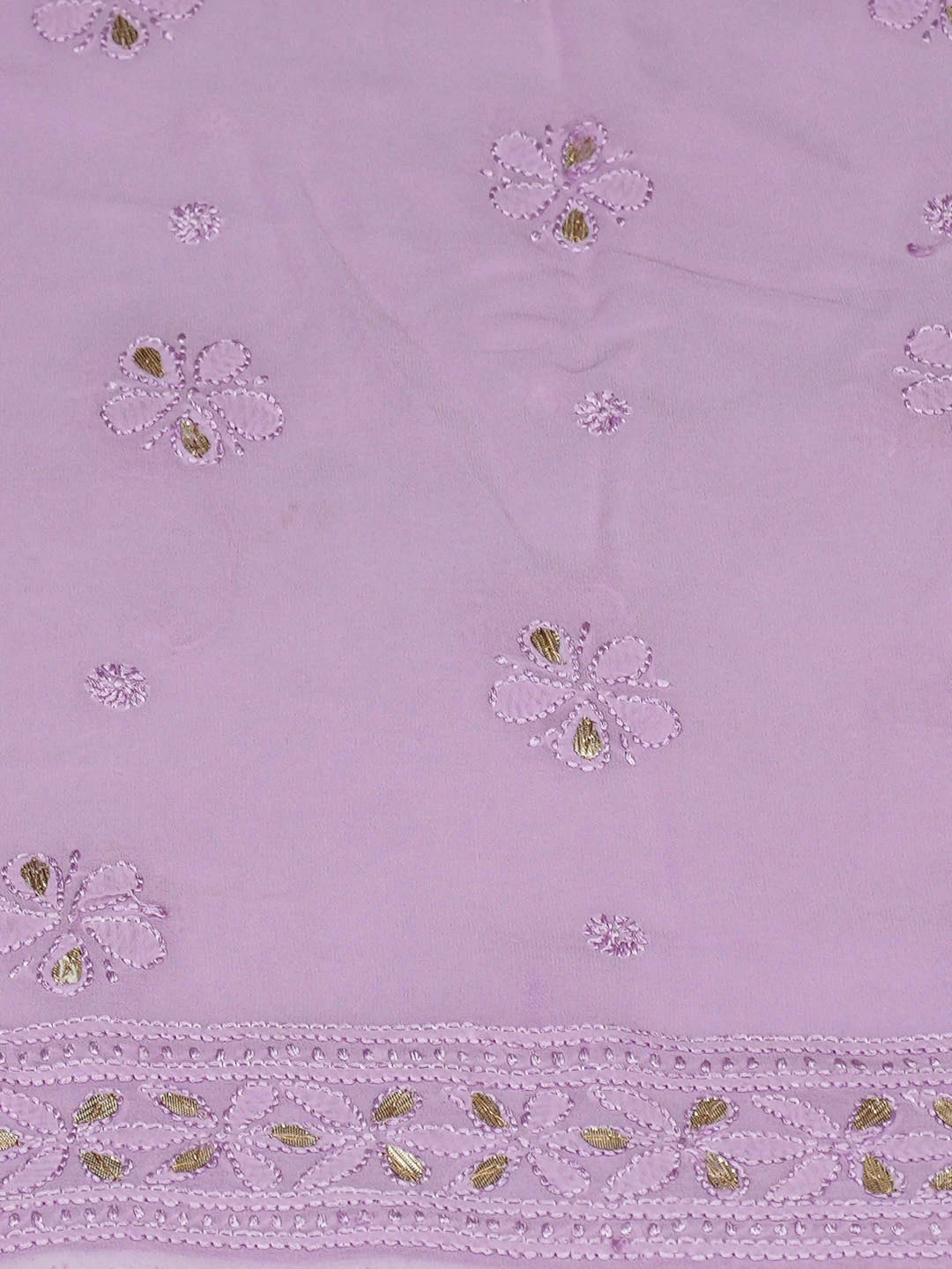 Ada Hand Embroidered Lavender Viscose Georgette Lucknowi Chikankari Unstitched Kurta Dupatta Set With Gota Patti Work 01A962469