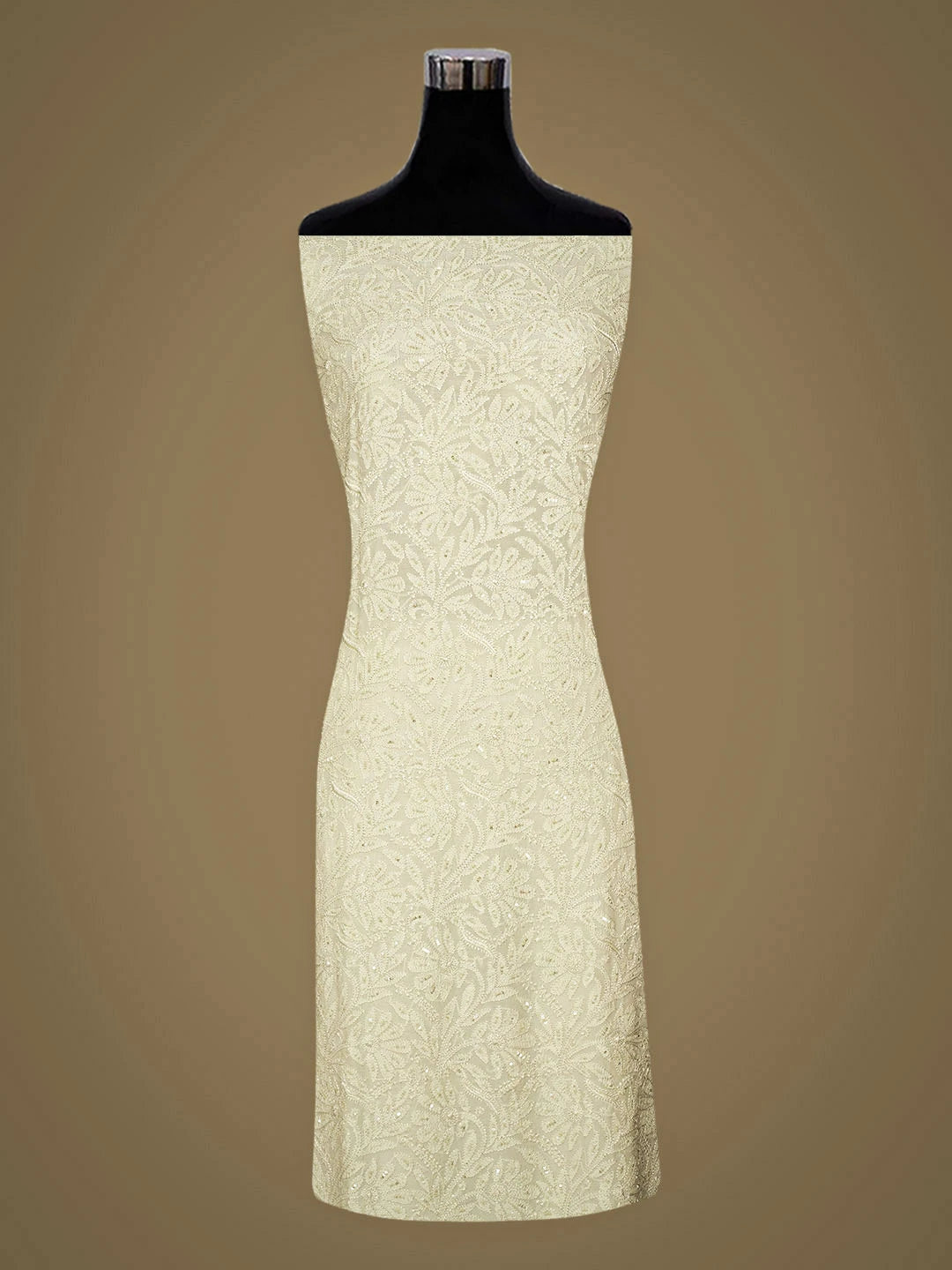 Ada Hand Embroidered Lime Mist Muslin Lucknowi Chikankari Unstitched Kurta Dupatta Set With Sequinned Work 01A798311