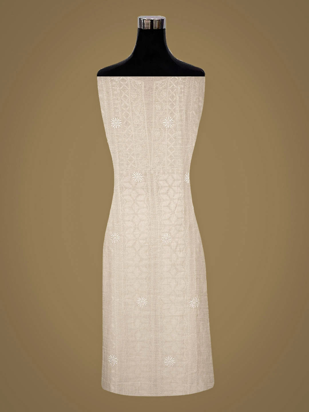 Ada Hand Embroidered  Ivory Grey Tissue Lucknowi Chikankari Unstitched Kurta Dupatta Set 01A903779