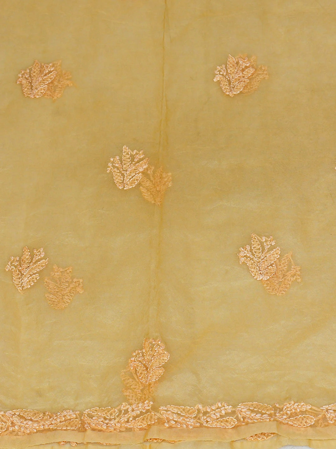 Ada Hand Embroidered Yellown Organza Lucknowi Chikankari Unstitched Kurta Dupatta Set 01A955590