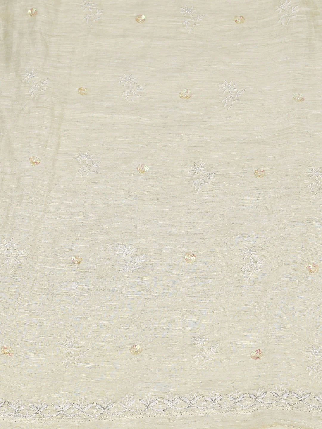 Ada Hand Embroidered Lemon Chanderi Lucknowi Chikankari Unstitched Kurta Dupatta Set With Cutdana Work 01A440344
