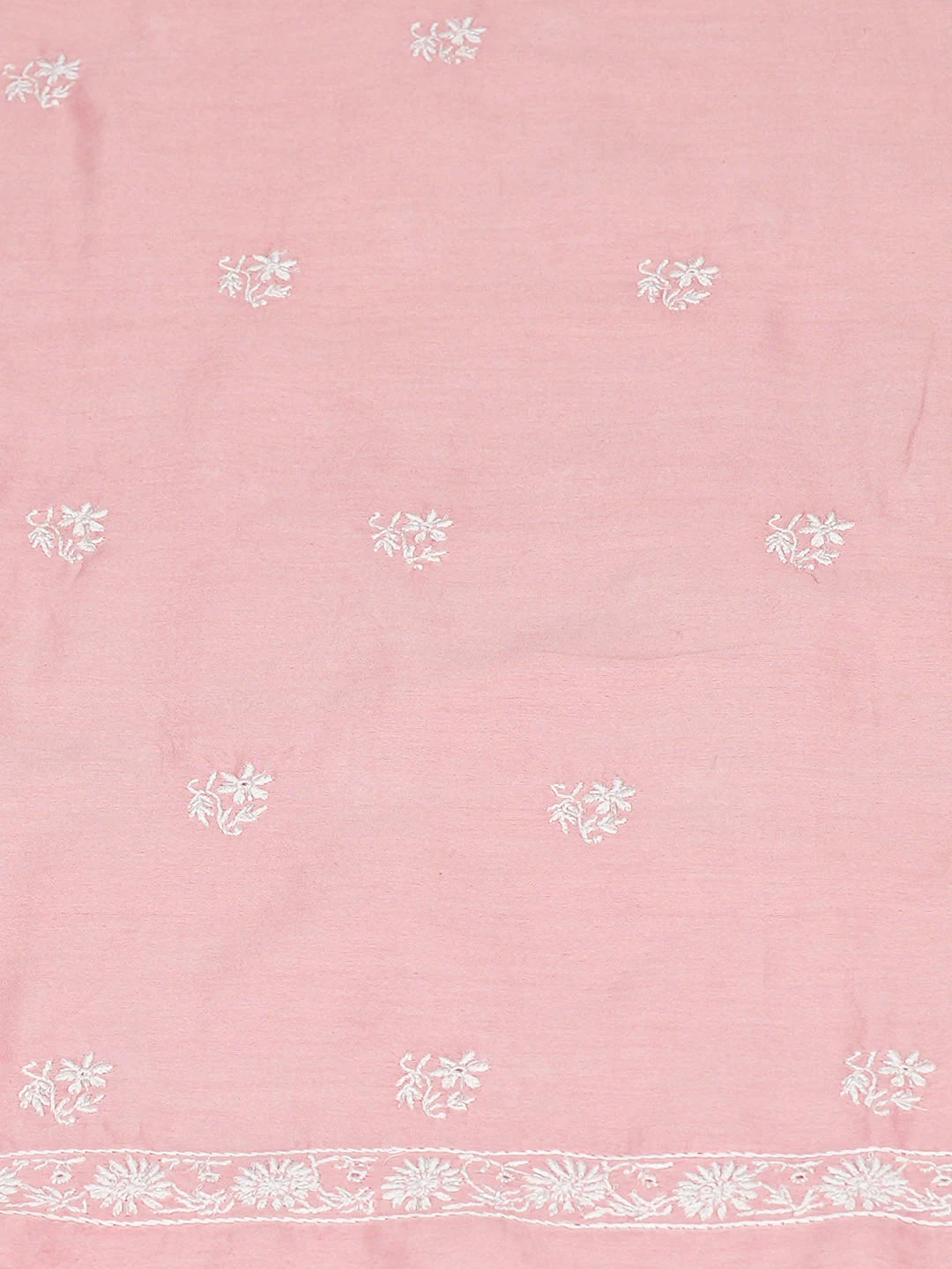 Ada Hand Embroidered Peach Pink Chanderi Lucknowi Chikankari Unstitched Kurta Dupatta Set With Cutdana Work 01A948882