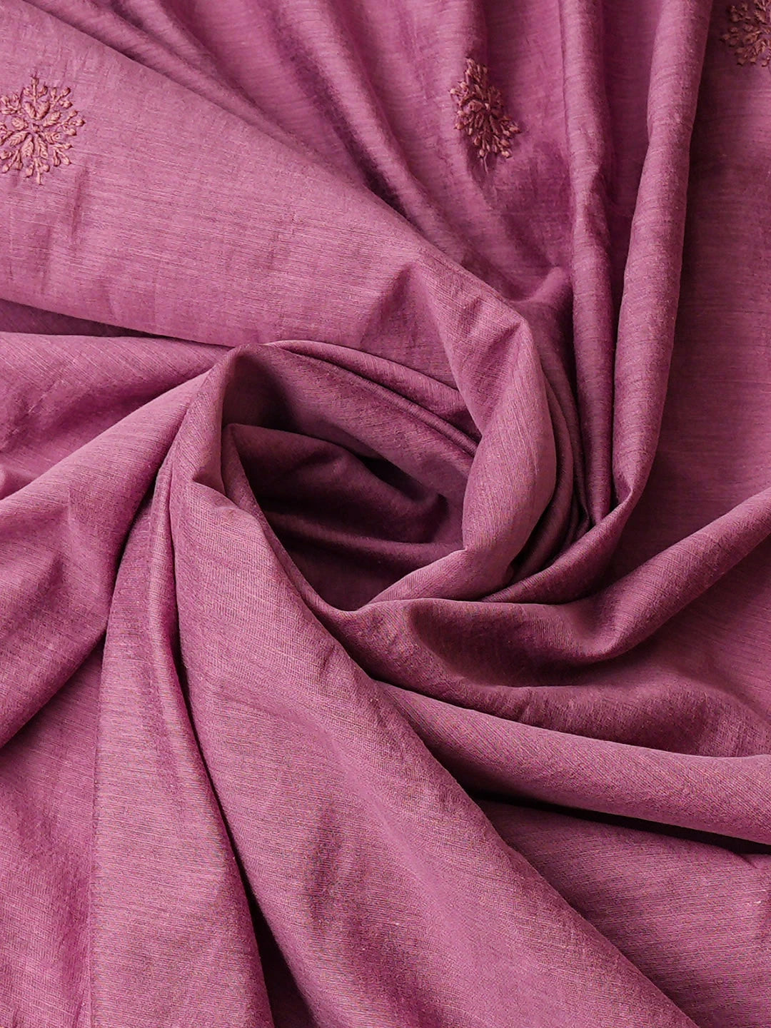 Ada Hand Embroidered Onion Pink Chanderi Lucknowi Chikankari Unstitched Kurta Dupatta Set 01A961940