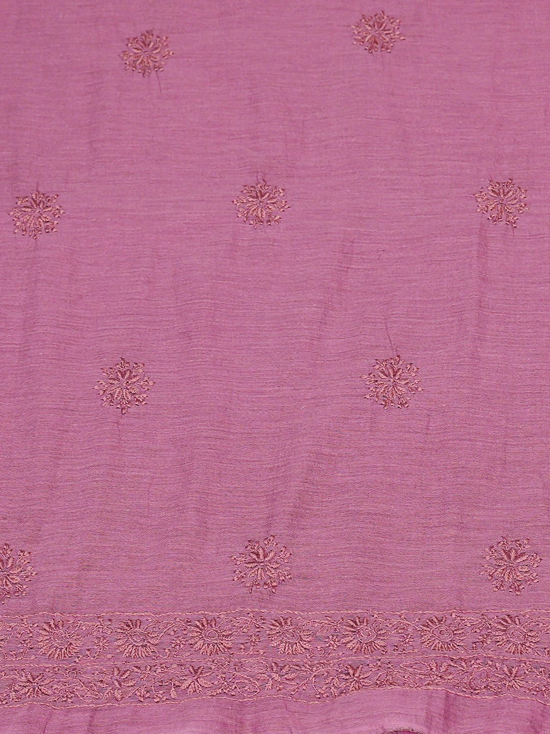 Ada Hand Embroidered Onion Pink Chanderi Lucknowi Chikankari Unstitched Kurta Dupatta Set 01A961940