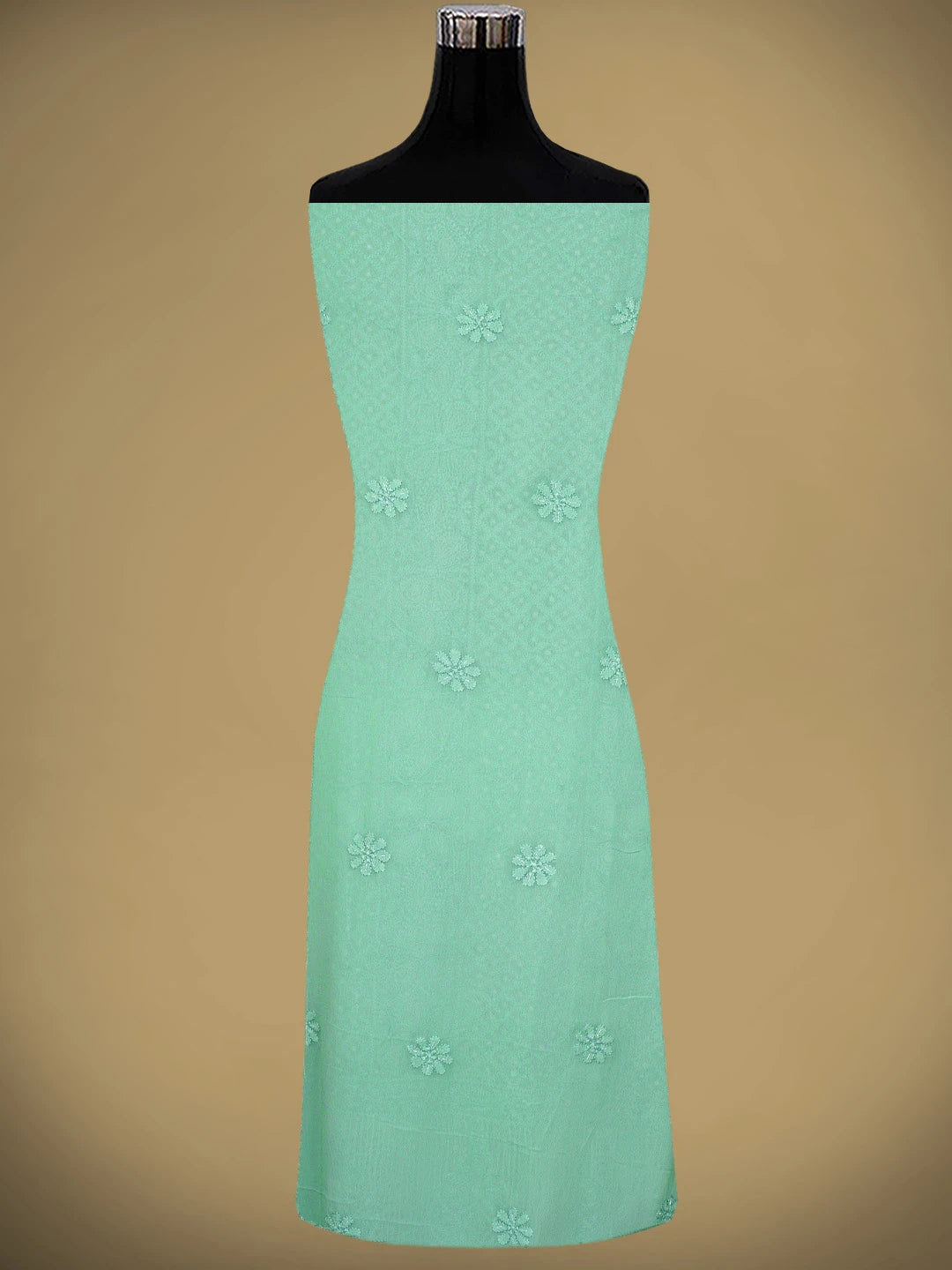 Ada Hand Embroidered Sea Green Viscose Georgette Lucknowi Chikankari Unstitched Kurta Dupatta Set With Cutdana Work 01A957842