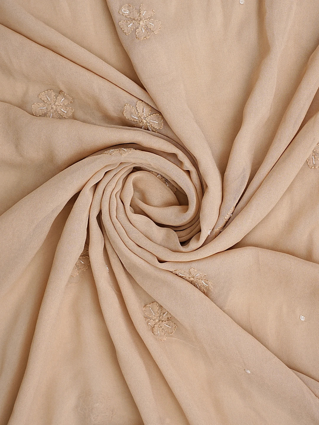 Ada Hand Embroidered Desert Sand Brown Viscose Georgette Lucknowi Chikankari Unstitched Kurta Dupatta Set With Cutdana Work 01A957828