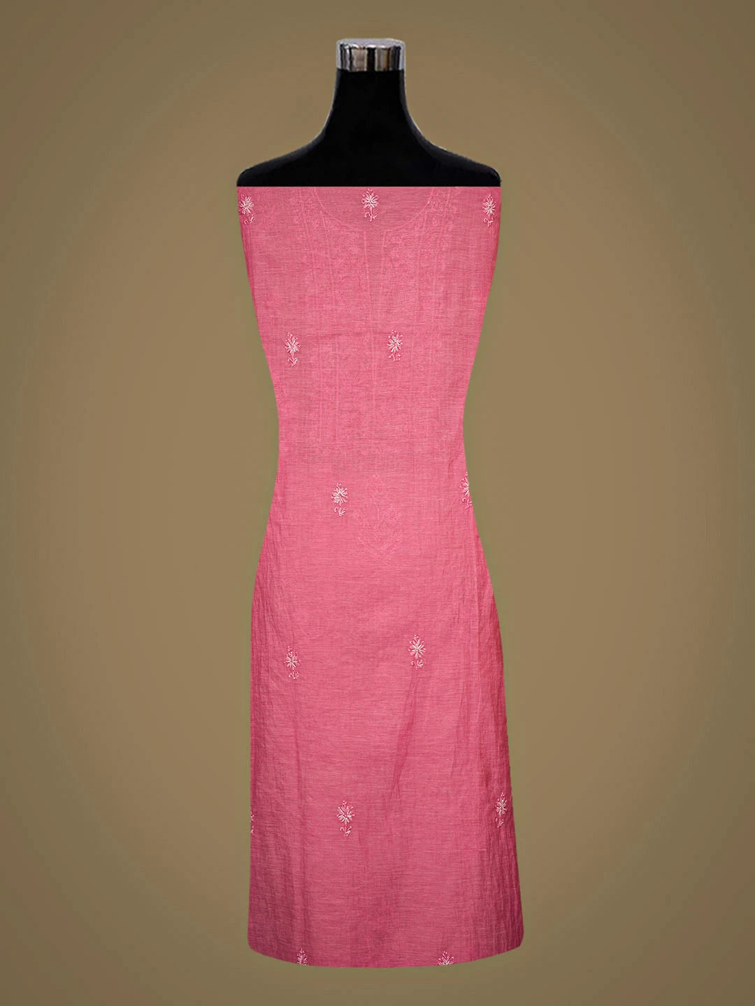 Ada Hand Embroidered Pink Chanderi Lucknowi Chikankari Unstitched Kurta Dupatta Set With Cutdana Work 01A762756