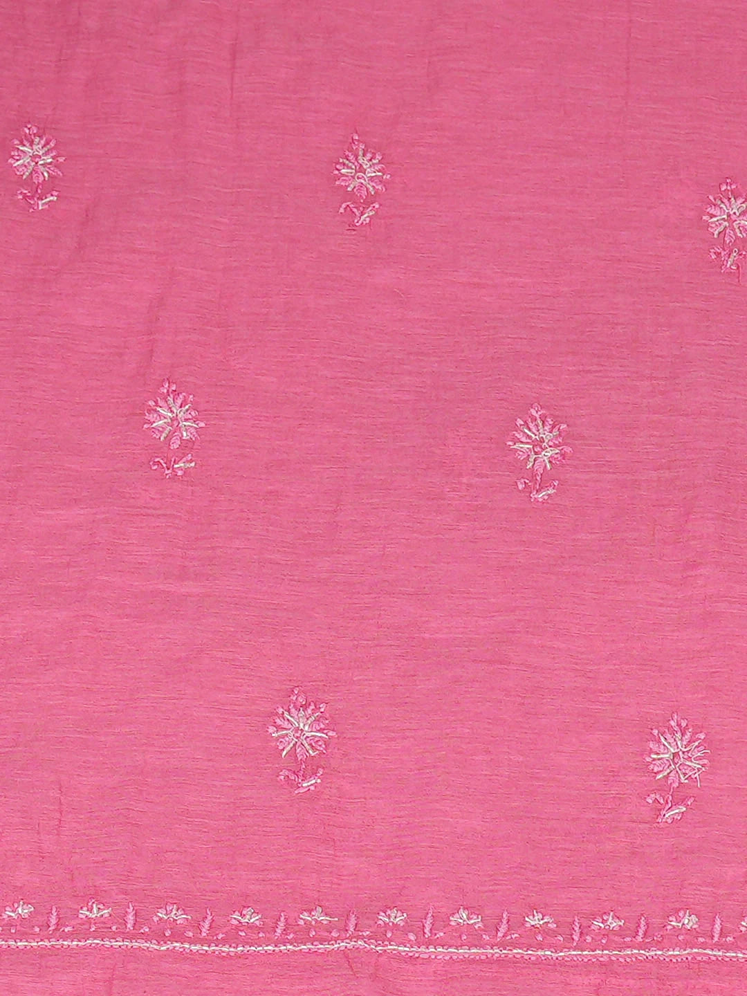 Ada Hand Embroidered Pink Chanderi Lucknowi Chikankari Unstitched Kurta Dupatta Set With Cutdana Work 01A762756