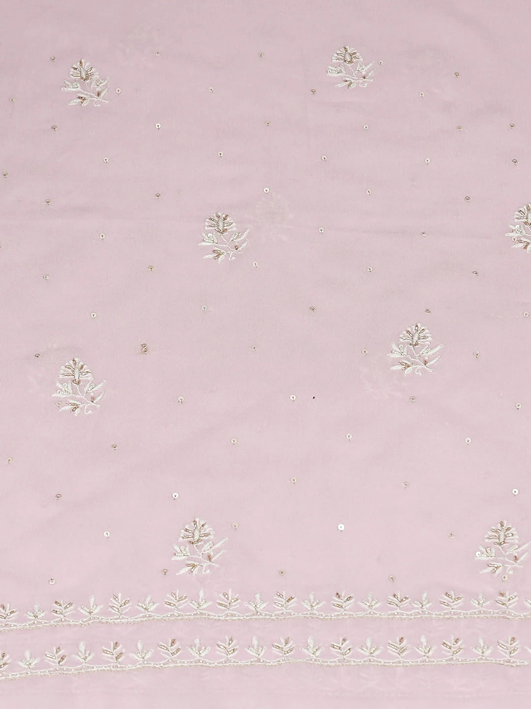 Ada Hand Embroidered Pink Viscose Georgette Lucknowi Chikankari Unstitched Kurta Dupatta Set With Cutdana Work 01A887973