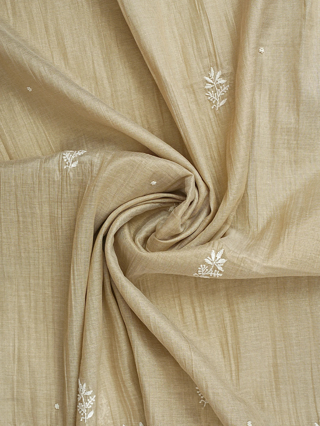 Ada Hand Embroidered Fawn Tissue Lucknowi Chikankari Unstitched Kurta Dupatta Set With Pearl Work 01A968212