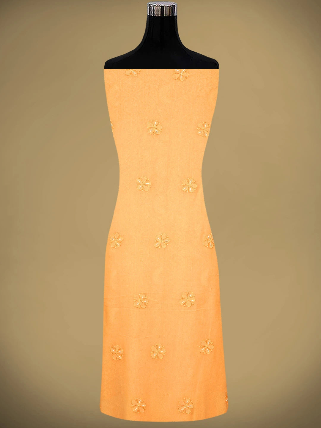 Ada Hand Embroidered Orange Viscose Georgette Lucknowi Chikankari Unstitched Kurta Dupatta Set With Zari Work 01A957821
