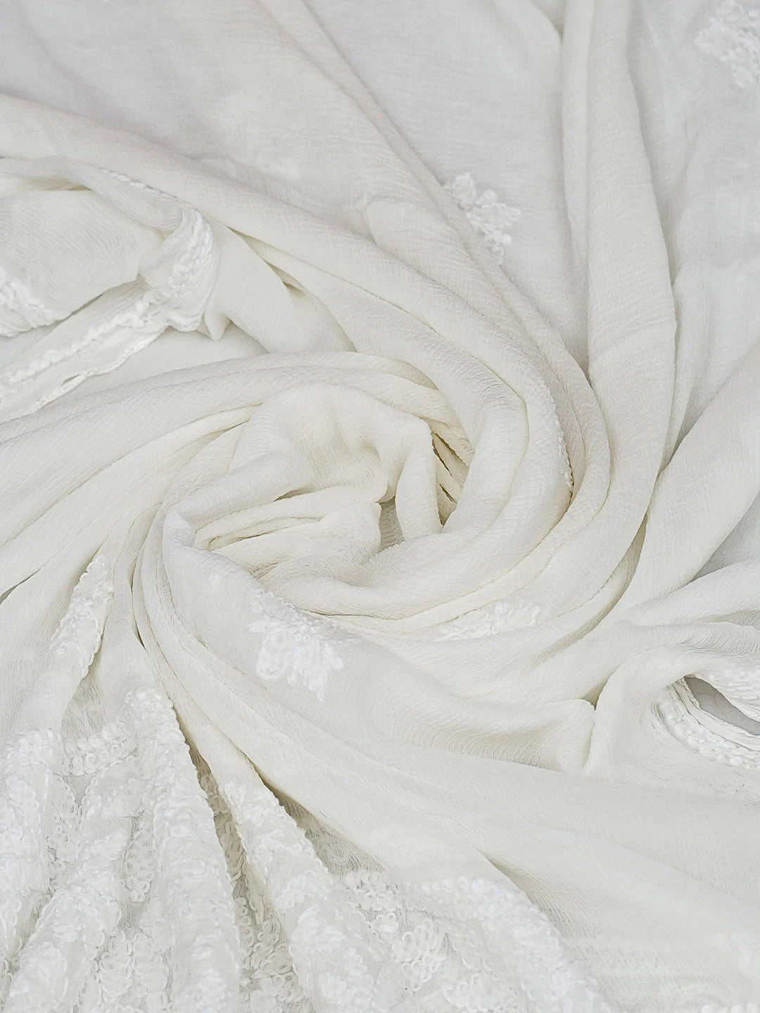 Ada Hand Embroidered White Chiffon Lucknowi Chikankari Dupatta 01A968317