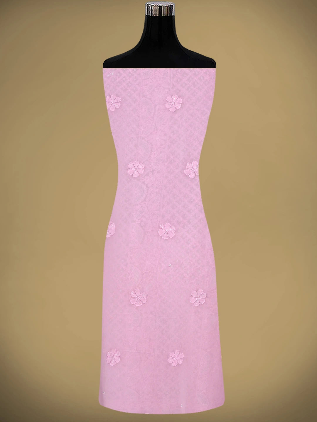 Ada Hand Embroidered Pink Viscose Georgette Lucknowi Chikankari Unstitched Kurta Dupatta Set With Cutdana Work 01A957723